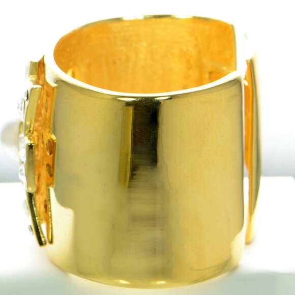 Kenneth Jay Lane KJL Polished Gold Maltese Cross Cuff Bracelet - Picture 3 of 5